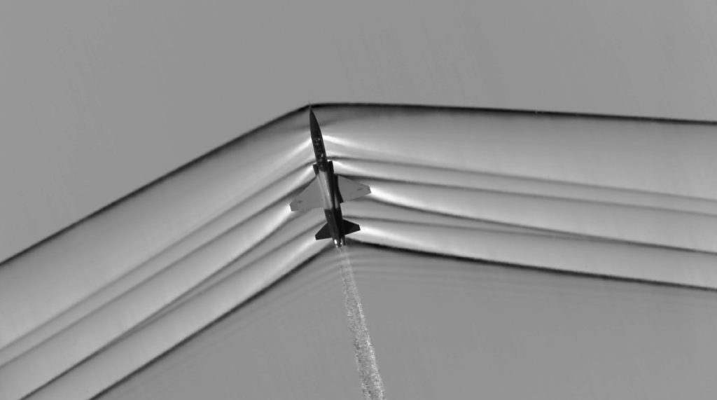 Figure 1: Schlieren image showing the shock waves of a supersonic jet