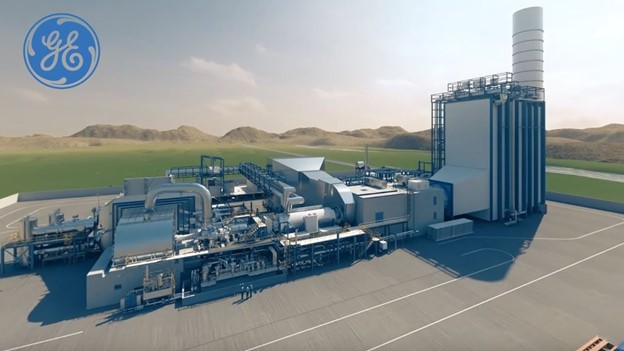 An animated exterior of a combined cycle power plant, image courtesy of General Electric